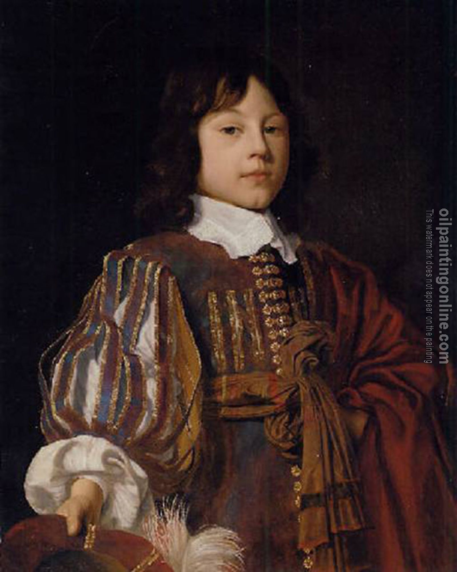 Jan Mytens - Portrait of a young gentleman in a burgundy doublet with slashed sleeves